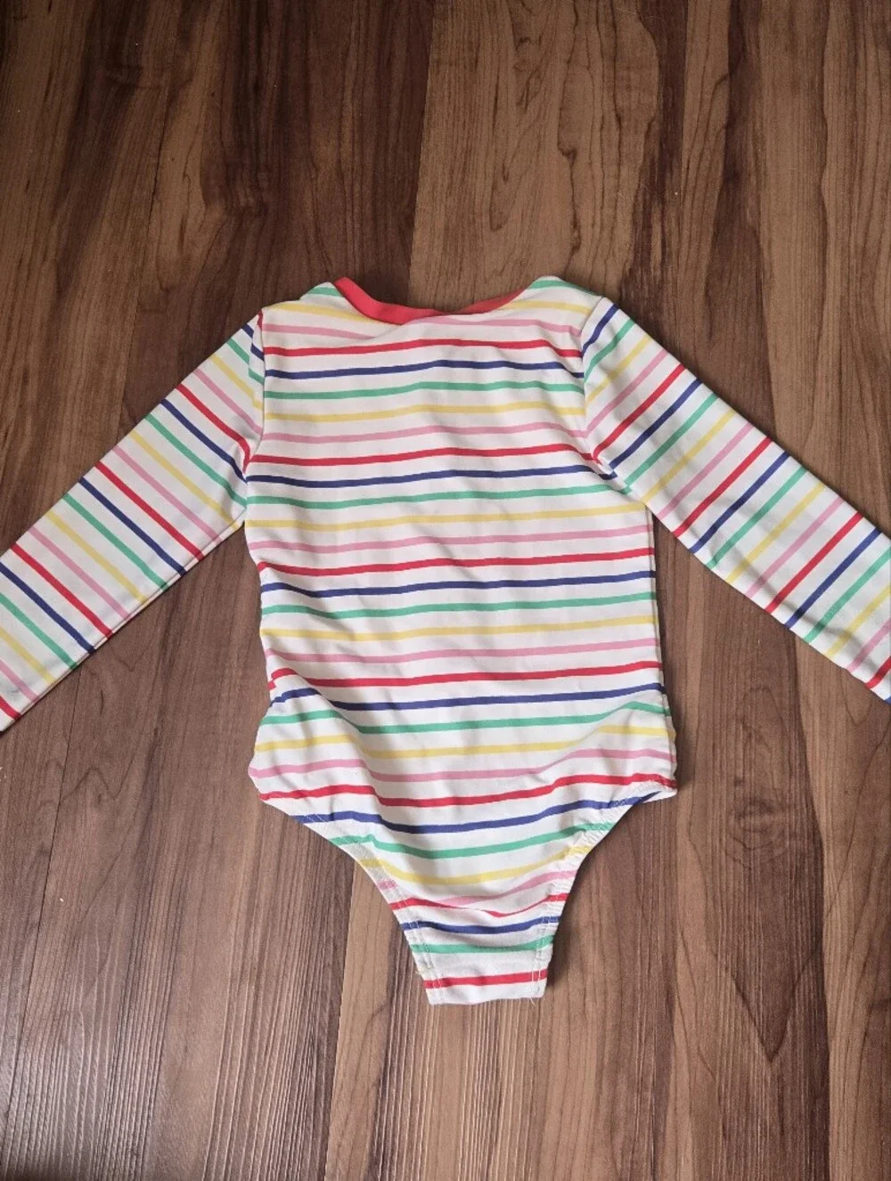 Kids Long Sleeve Rainbow Striped One-Piece Rashguard Swimsuit VGUC 4yr